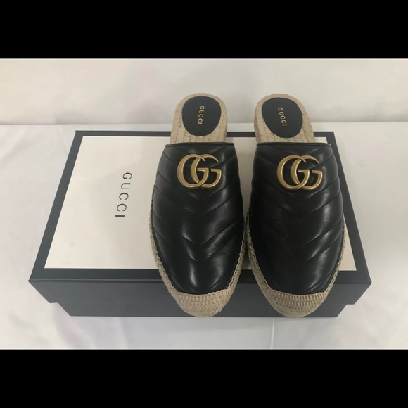 Gucci Marmont Leather GG Espadrille Mules Sz 36.5 EU - Picture 12 of 15